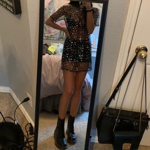 Sheer coverup/dress with metallic stars & moons